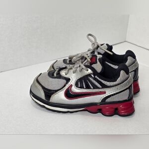 Nike Shox Sneakers Toddler Size 8c Silver Red & Black Lace - Up